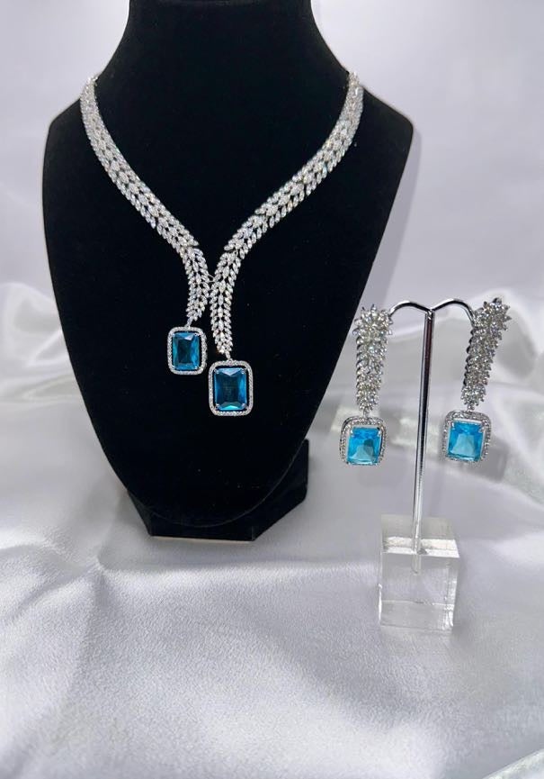 Elegant Light Blue Stone Jewelry Set