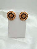 Gold Sparkle Studs black