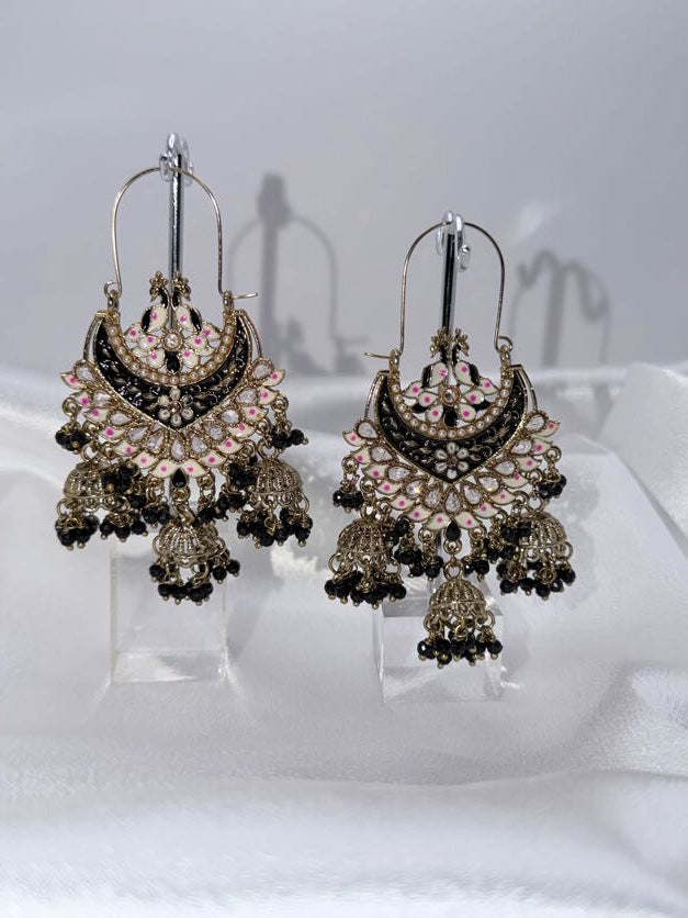 Heritage Bloom Jhumka Black