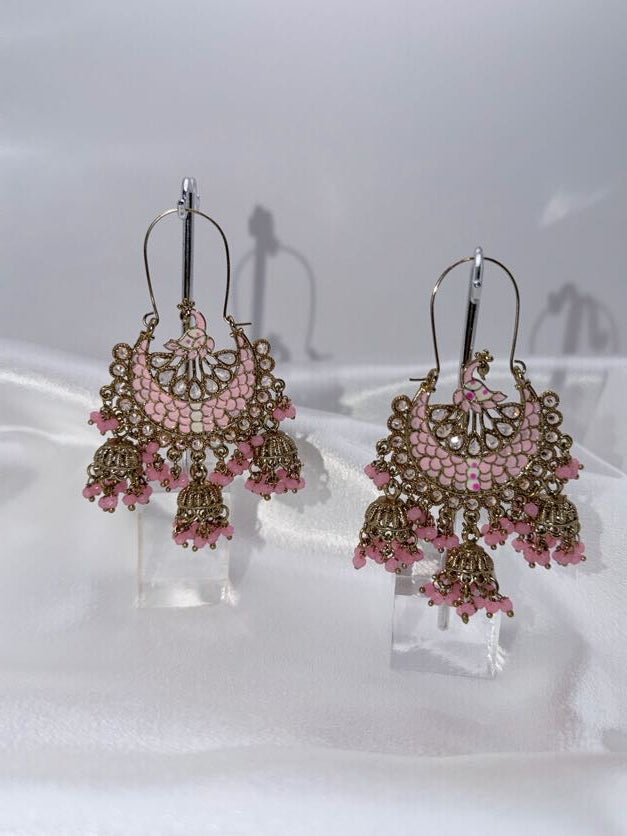 Noor Chand Chandeliers earrings pink