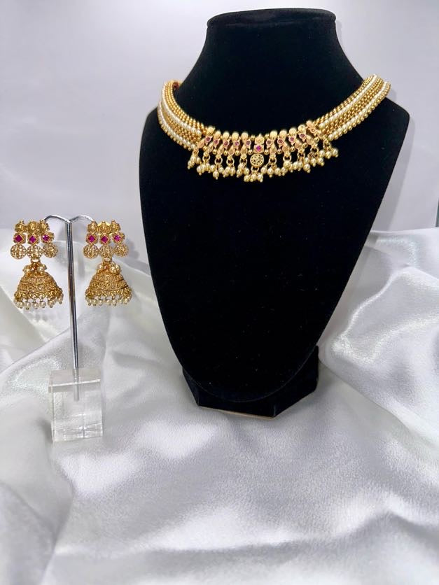 Noor Royal Necklace Set Pink
